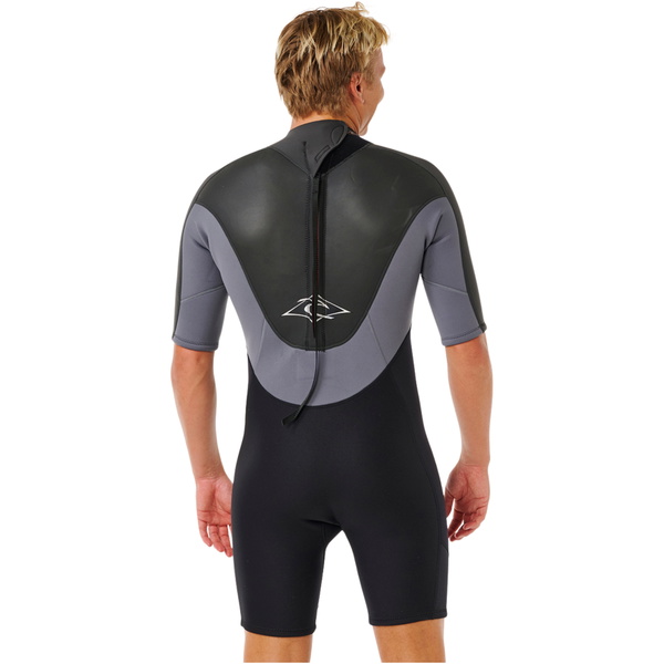 2026 Rip Curl Mens Omega 2mm Back Zip Shorty Wetsuit 128MSP - Grey
